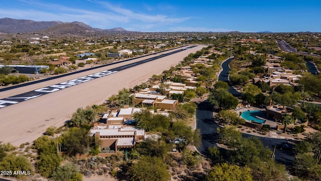 aerial view featuring a residential view and a mountain view