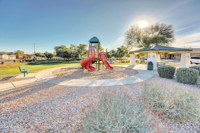 view of play area with a gazebo