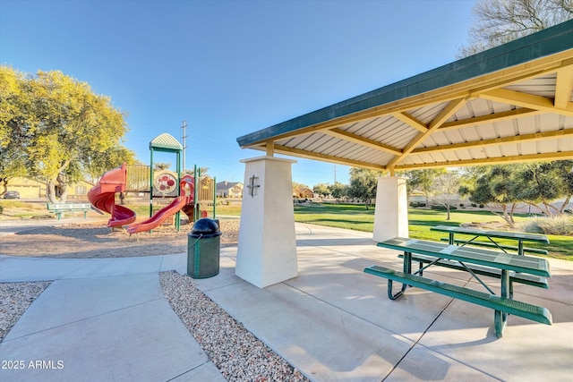 view of property's community with a gazebo and a playground