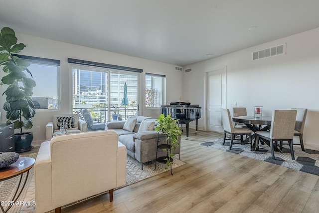 living room with light wood-type flooring