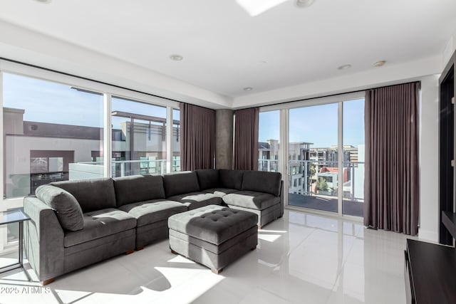 view of tiled living room