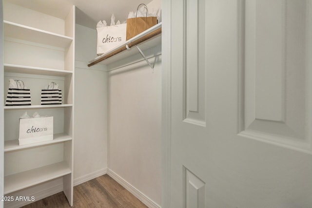 spacious closet with hardwood / wood-style floors