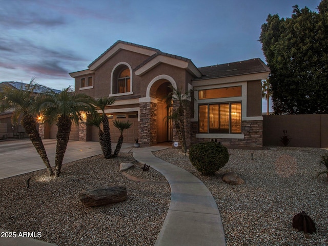 view of front of house with a garage