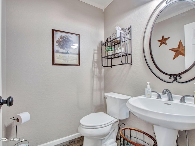 bathroom featuring sink, hardwood / wood-style flooring, and toilet