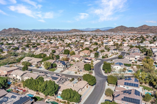 drone / aerial view with a mountain view