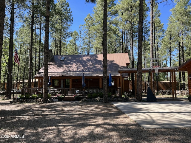 view of log home