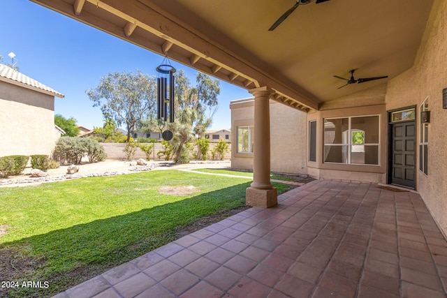 view of patio / terrace with ceiling fan