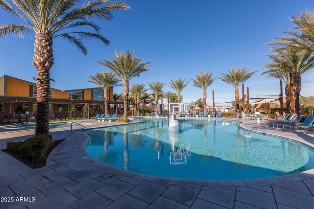 pool with a patio area