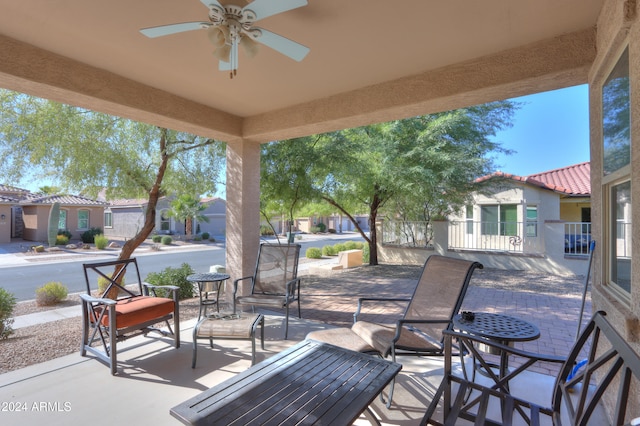 view of patio with ceiling fan