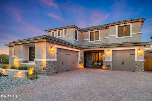 view of front of house with a garage