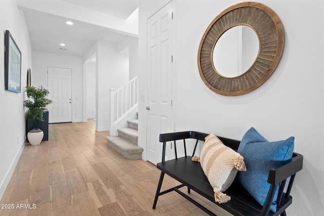 interior space with light hardwood / wood-style flooring