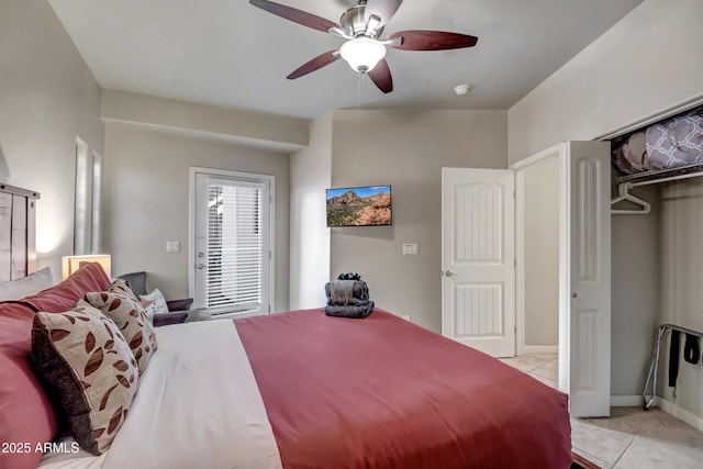33 Monterey Cir, Sedona, AZ 86351 - bedroom with light tile patterned floors and a ceiling fan