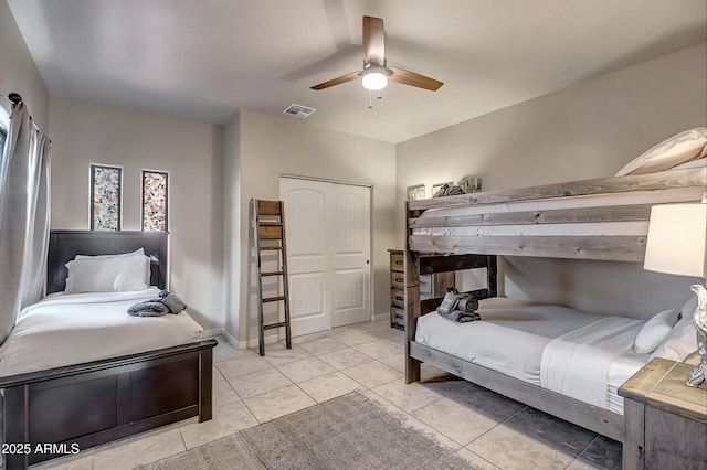 33 Monterey Cir, Sedona, AZ 86351 - bedroom featuring light tile patterned floors, ceiling fan, and baseboards