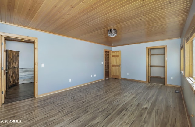 4177 W Finch Hollow Ave, Chino Valley, AZ 86323 - unfurnished room with wooden ceiling, baseboards, and wood finished floors