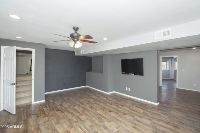 4177 W Finch Hollow Ave, Chino Valley, AZ 86323 - unfurnished room with recessed lighting, wood finished floors, baseboards, and ceiling fan