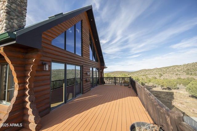 4177 W Finch Hollow Ave, Chino Valley, AZ 86323 - wooden terrace featuring a mountain view