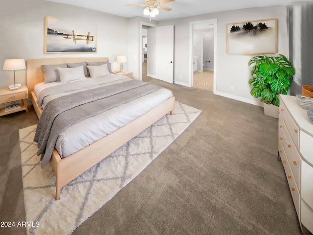 bedroom with carpet and ceiling fan