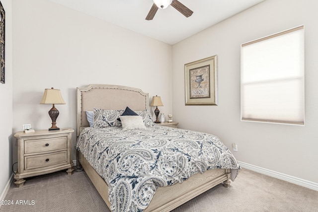 bedroom with carpet and ceiling fan