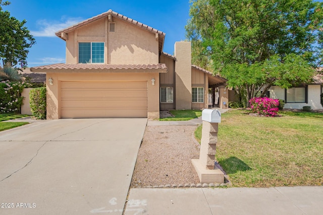 966 E Driftwood Dr, Tempe, AZ 85283 - view of front of home with driveway, an attached garage, stucco siding, and a tile roof