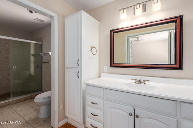 966 E Driftwood Dr, Tempe, AZ 85283 - full bath featuring vanity, a stall shower, toilet, and tile patterned floors