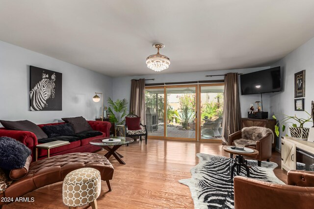 living room with light wood-type flooring