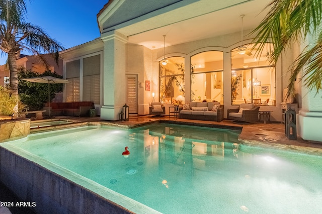 view of swimming pool with an outdoor hangout area and a patio area