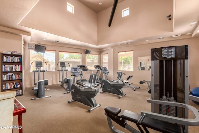 gym with visible vents and carpet