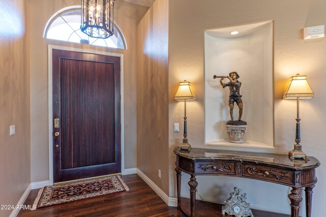 foyer with dark wood-type flooring