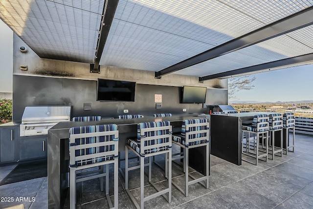 view of patio featuring grilling area, an outdoor kitchen, and outdoor wet bar