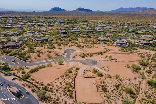 drone / aerial view with a mountain view