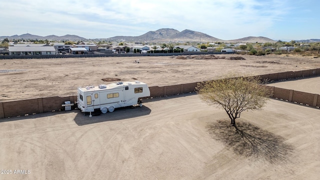 drone / aerial view with a mountain view