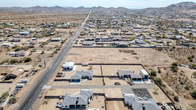 drone / aerial view with a residential view and a mountain view