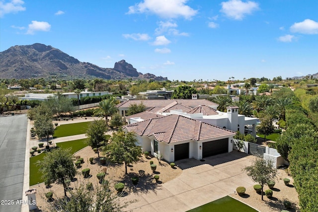 drone / aerial view with a mountain view