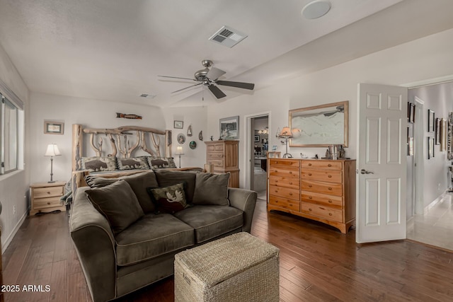 12837 N 68th St, Scottsdale, AZ 85254 - bedroom featuring dark wood-style floors and ceiling fan