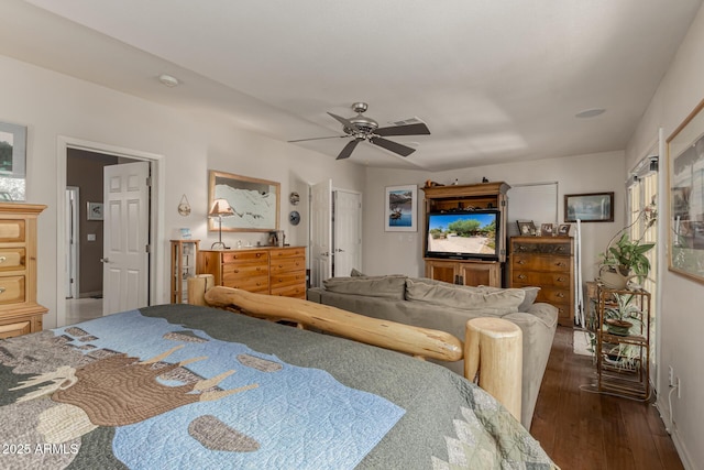 12837 N 68th St, Scottsdale, AZ 85254 - bedroom featuring dark wood finished floors and ceiling fan