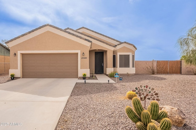 single story home featuring a garage