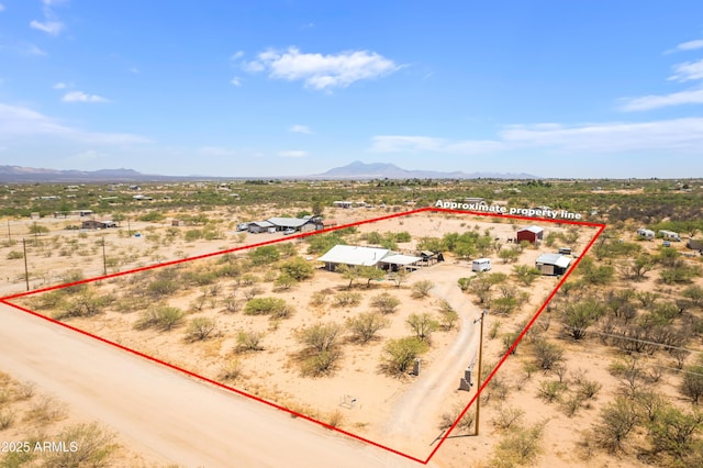 8730 E Barataria Blvd, Sierra Vista, AZ 85650 - view of rural area with a mountainous background, property parcel outlined, and a desert landscape