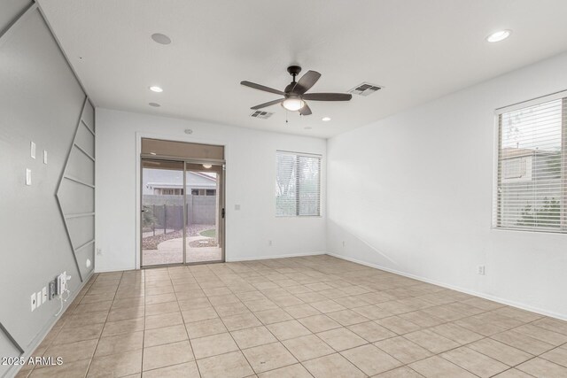 28232 N Abby Cir, San Tan Valley, AZ 85143 - empty room with ceiling fan, recessed lighting, and light tile patterned floors