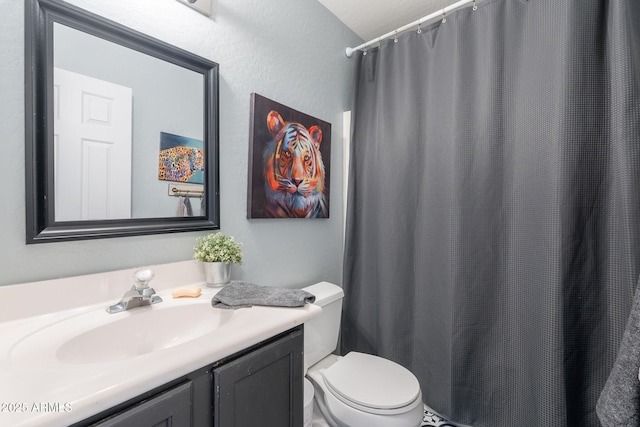 21188 N Duncan Dr, Maricopa, AZ 85138 - full bathroom with toilet, vanity, and a shower with curtain
