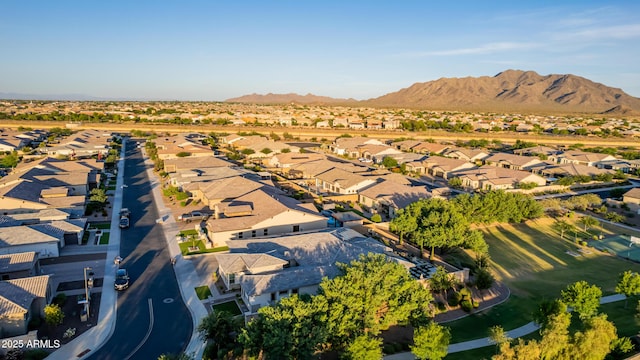 aerial view with a residential view and a mountain view