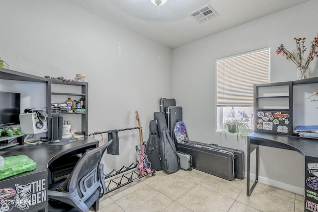 tiled home office with visible vents