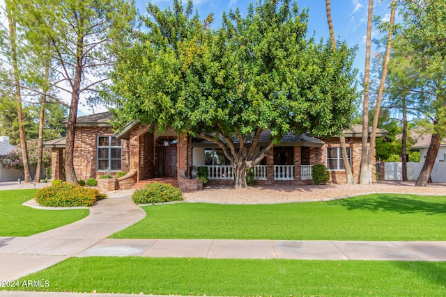 view of front facade with a front yard