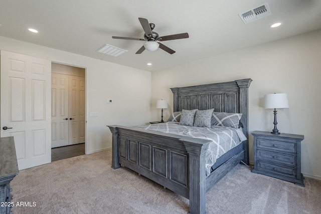 17618 W Medlock Dr, Litchfield Park, AZ 85340 - bedroom featuring carpet floors, recessed lighting, ceiling fan, and baseboards