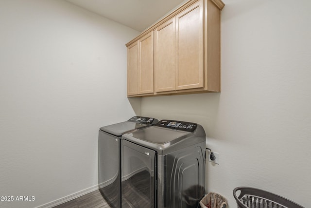 17618 W Medlock Dr, Litchfield Park, AZ 85340 - laundry area with cabinet space, washer and clothes dryer, and baseboards