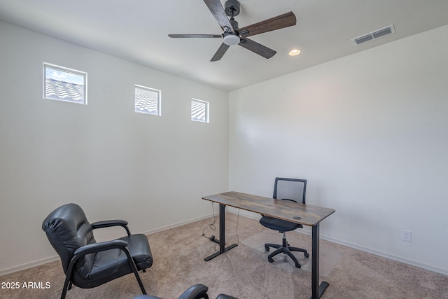 17618 W Medlock Dr, Litchfield Park, AZ 85340 - unfurnished office featuring plenty of natural light, ceiling fan, carpet floors, and recessed lighting