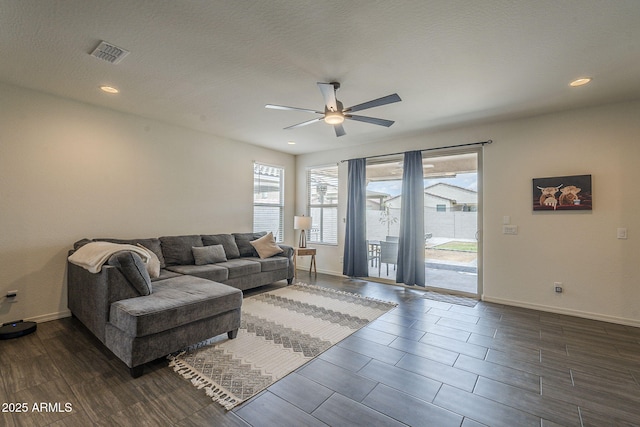 17618 W Medlock Dr, Litchfield Park, AZ 85340 - living area with ceiling fan, baseboards, wood finish floors, and recessed lighting