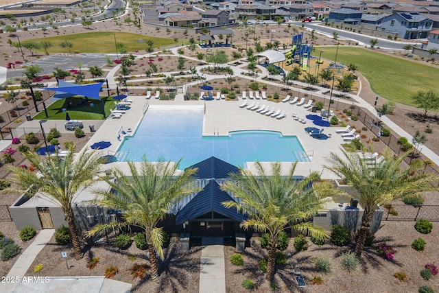 17618 W Medlock Dr, Litchfield Park, AZ 85340 - aerial perspective of suburban area with a pool area