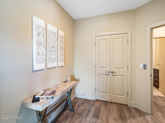 interior space with hardwood / wood-style floors