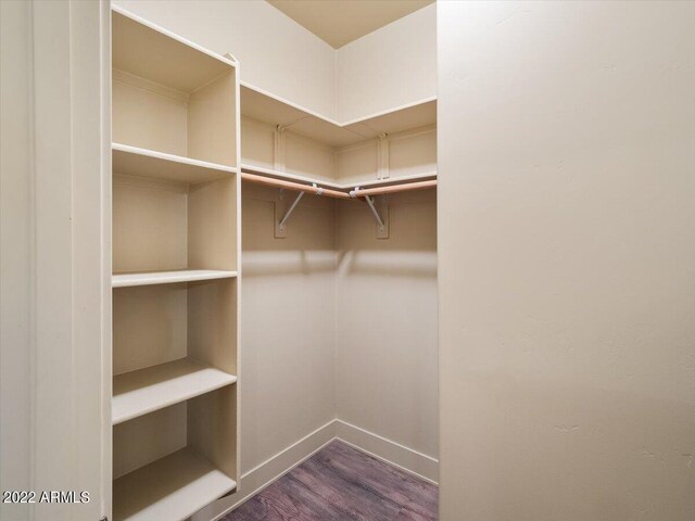 walk in closet featuring hardwood / wood-style floors