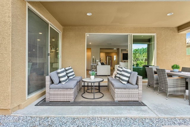 view of patio with an outdoor living space